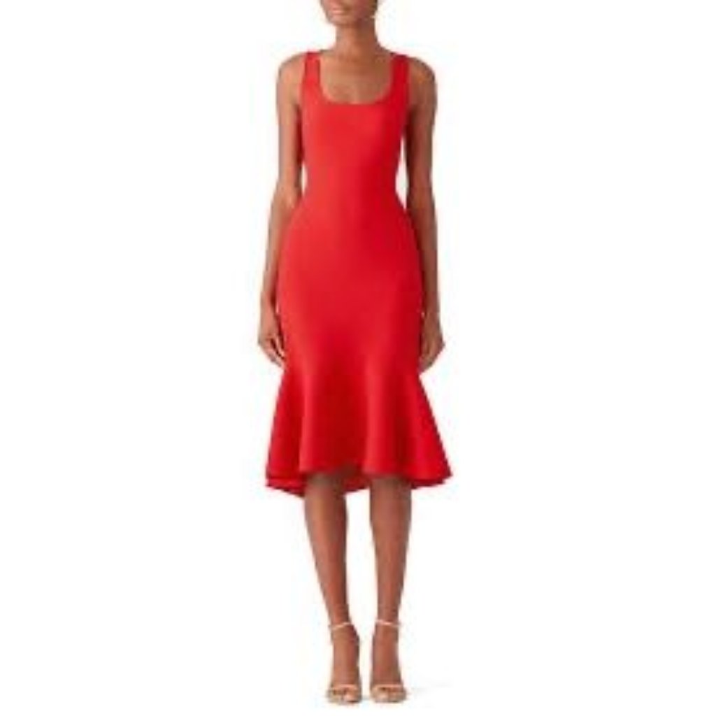 Elizabeth And James~Scoop Flounce Dress~Sleeveless Red Midi Dress Nwt Size 8